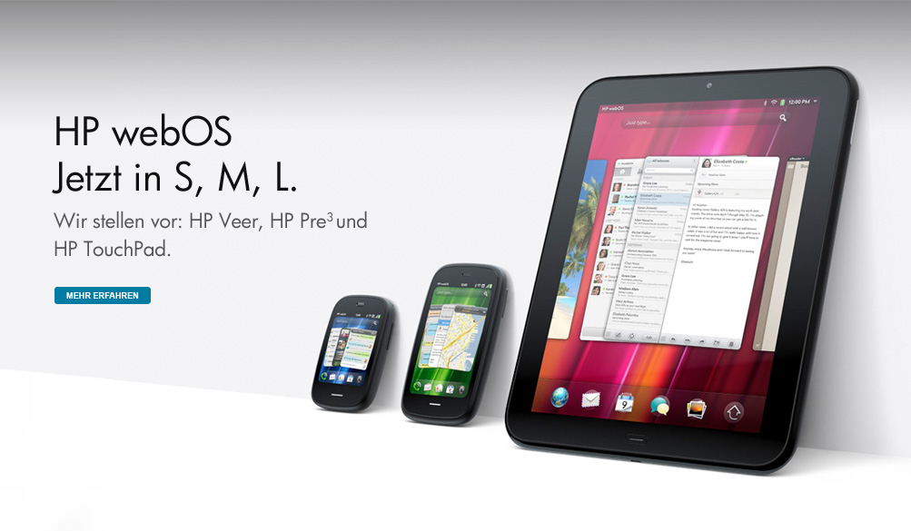 HP webOS. Jetzt in S, M, L.