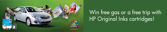 Win free gas or a free trip with HP Original Inks cartridges!